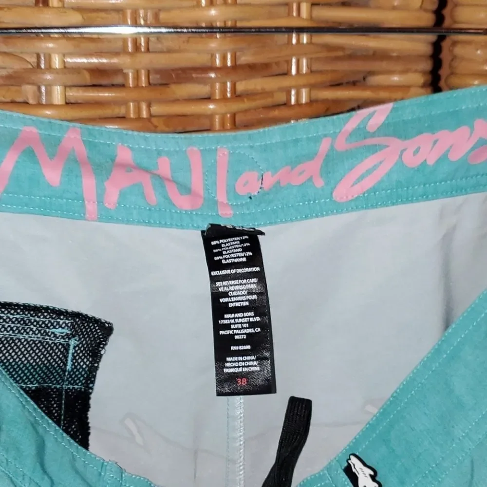 Maui & Sons Black Shark Board Shorts 38